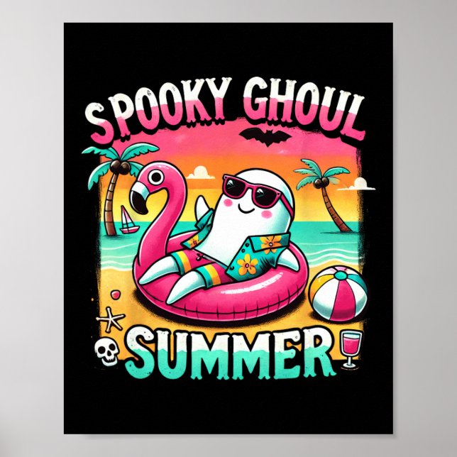 Poster Éffrayant Ghoul été mignon Fantôme Flamant rose ét (Devant)