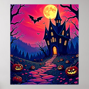 Poster Éffrayant Halloween Haunted Mansion Art