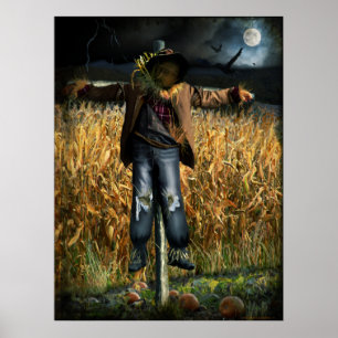 Poster éffrayant Halloween Scarecrow