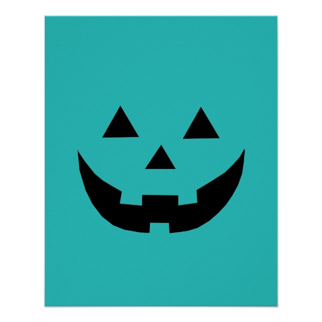 Poster Éffrayant turquoise Jack-o'-lantern citrouille Hal (Devant)