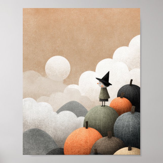Poster Éffrayante jolie sorcière aquarelle Halloween Nurs (Devant)