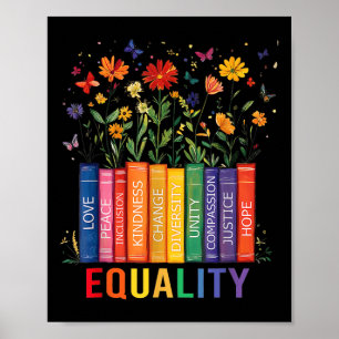 Poster Égalité Aimer Paix Et Douceur Livre Fleurs Lgbt
