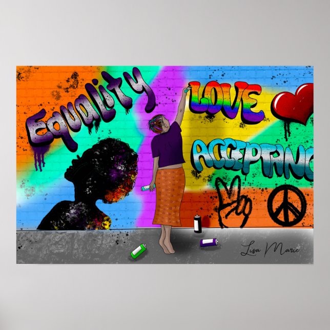 Poster Egalité, amour et acceptation Main-d'oeuvre (Devant)