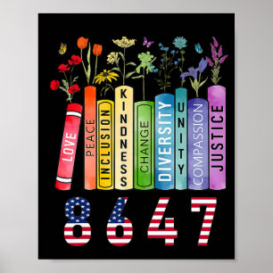 Poster Egalité des droits Livre Flower Anti Trump Feminis