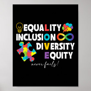 Poster Égalité Inclusion Diversité Équité Aimer Autisme A