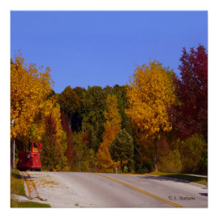 Poster Egg Harbour, WI automne saison avec chariot