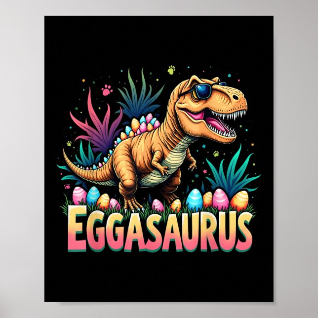 Poster Eggasaurus Easter Stegosaurus Dinosaur Garçons T (Devant)