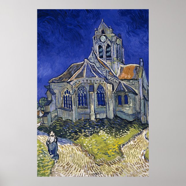 Poster Église à Auvers par Van Gogh Peinture Art (Devant)