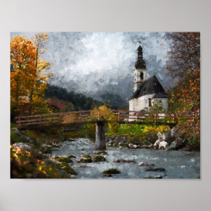 Poster Église dans la forêt