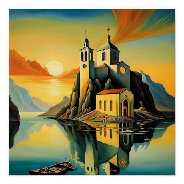 Poster Église dans le fjord 8 (Devant)