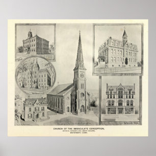 Poster Église de l'Immaculée Conception, Waterbury
