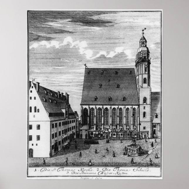 Poster Eglise et école St. Thomas à Leipzig, 1723 (Devant)