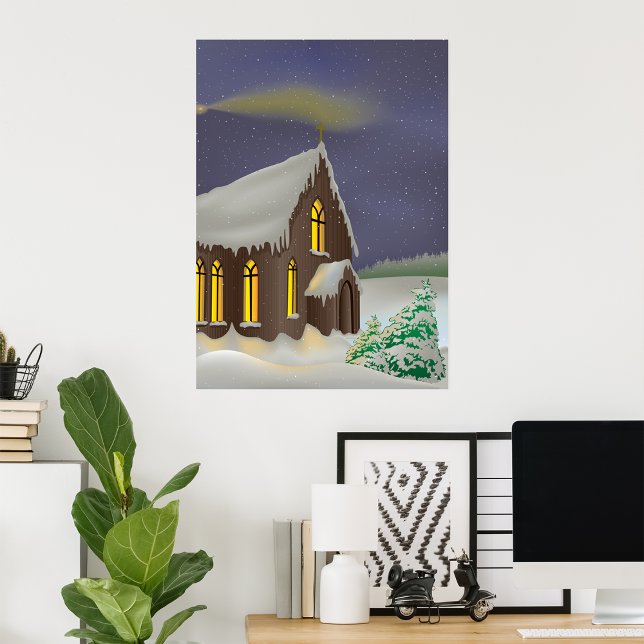 Poster Église hivernale couverte de neige (Créateur téléchargé)
