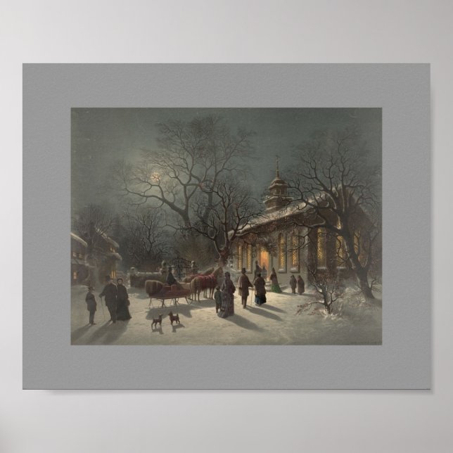Poster Église le soir de Noël (Devant)