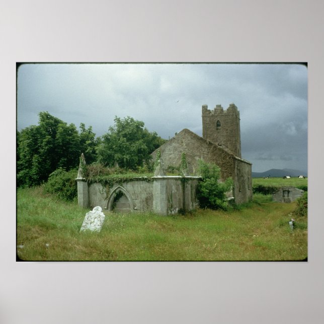 Poster Église médiévale et cimetière (Devant)