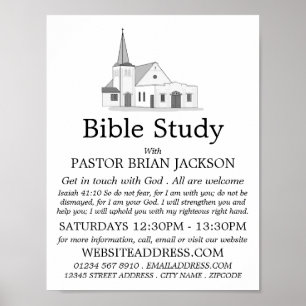 Poster Église moderne, Christian Bible Class Advert