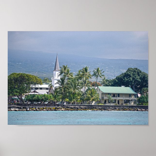 Poster Église Mokuaikaua, Palais Hulihee, Kailua-Kona, HI (Devant)