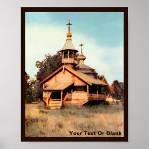 Poster Église russe en bois