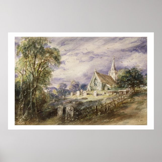 Poster Église Stoke Poges, 1833 (avec papier) (Devant)