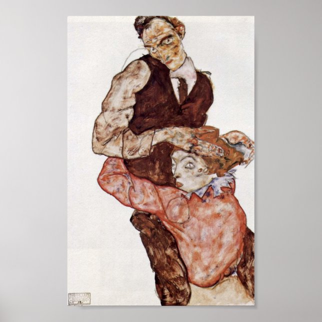 Poster Egon Schiele - Amoureux (Devant)