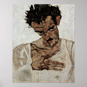Poster Egon+Schiele, autoportrait+avec+fruit+Lanterne,