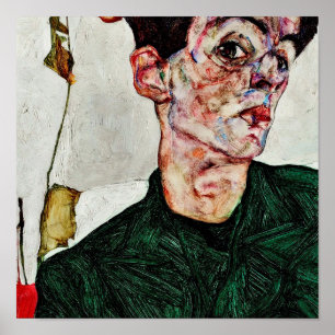 Poster Egon Schiele - Autoportrait Avec Lanterne Chinoise