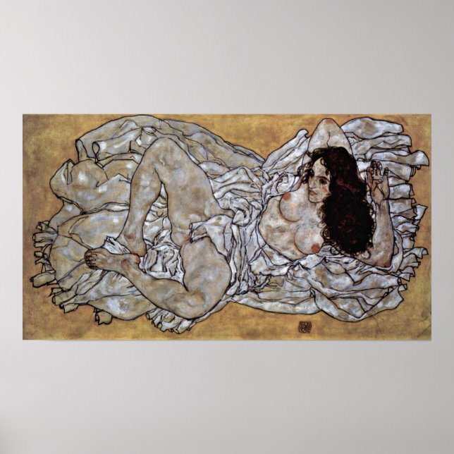 Poster Egon Schiele - Femme menteuse (Devant)