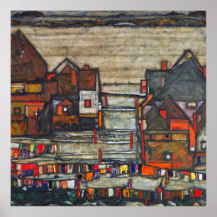 Poster Egon Schiele - Maisons Avec Blanchisserie