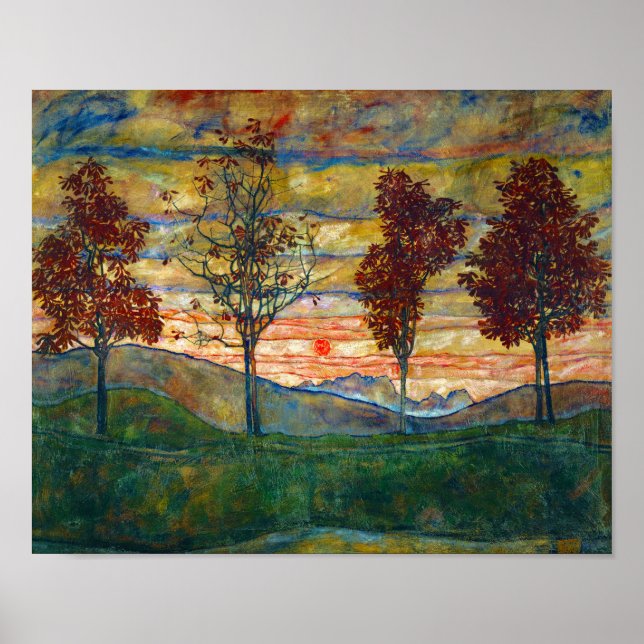 Poster Egon Schiele Parc naturel de l'arbre d'arbres auto (Devant)