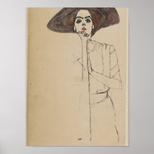 Poster Egon Schiele - portrait d'une femme