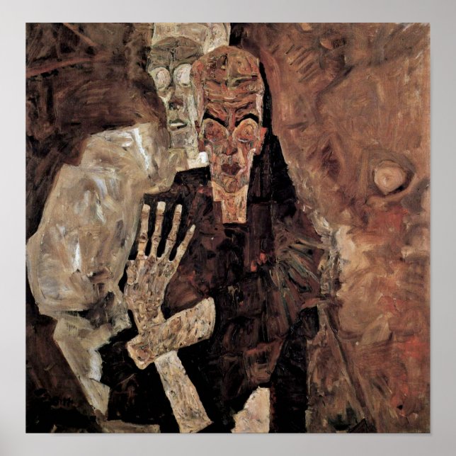 Poster Egon Schiele - Selbstseher ou mort et homme (Devant)