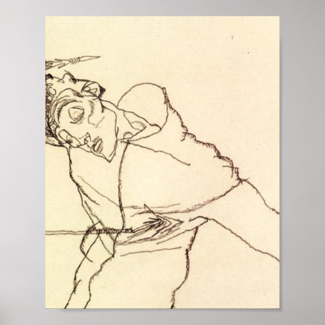 Poster Egon Schiele-Self Portrait As St Sebastian (Devant)