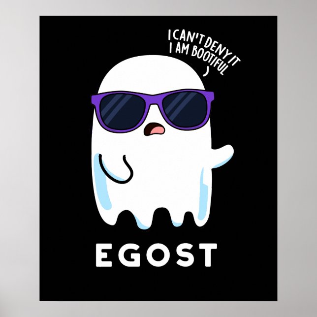 Poster Egost Funny Halloween Ego Ghost Pun Dark BG (Devant)