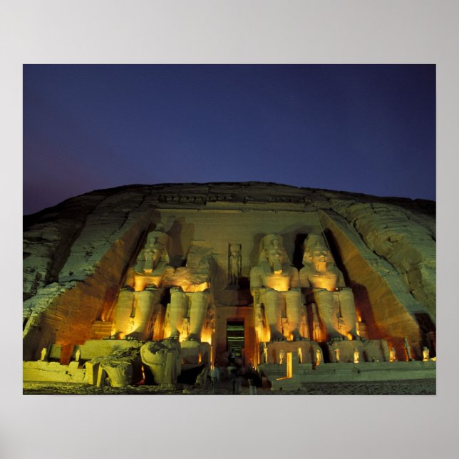 Poster Egypte, Abu Simbel, figures colossales de Ramesses (Devant)