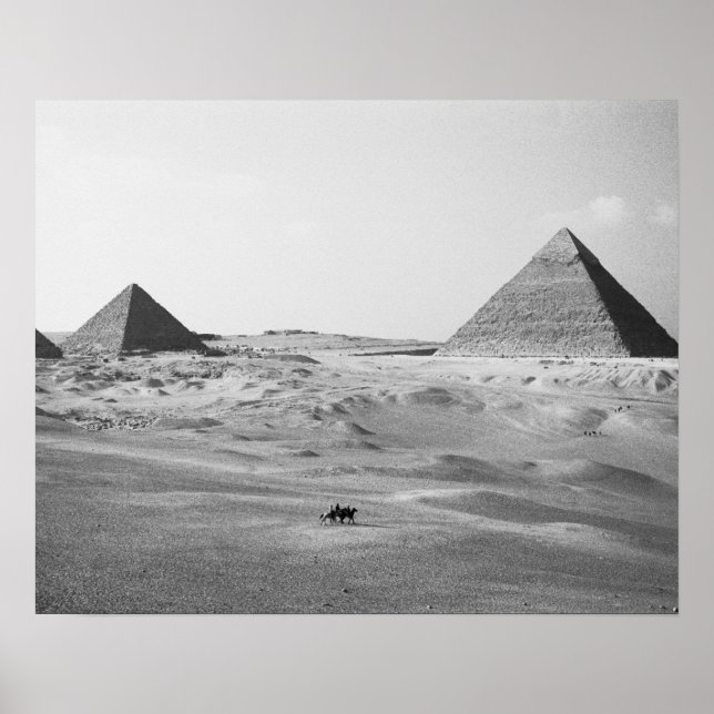 Poster Égypte du Caire, Pyramides de Gizeh (Devant)