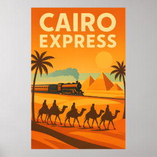 Poster Egypte vintage : Express du Caire Voyage rétros