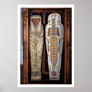 Poster Egyptian sarcophagus covered with hieroglyphics