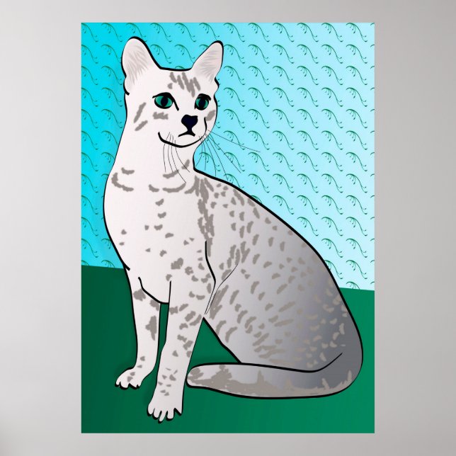 Poster égyptien Mau Cat - aqua arrière - plan (Devant)