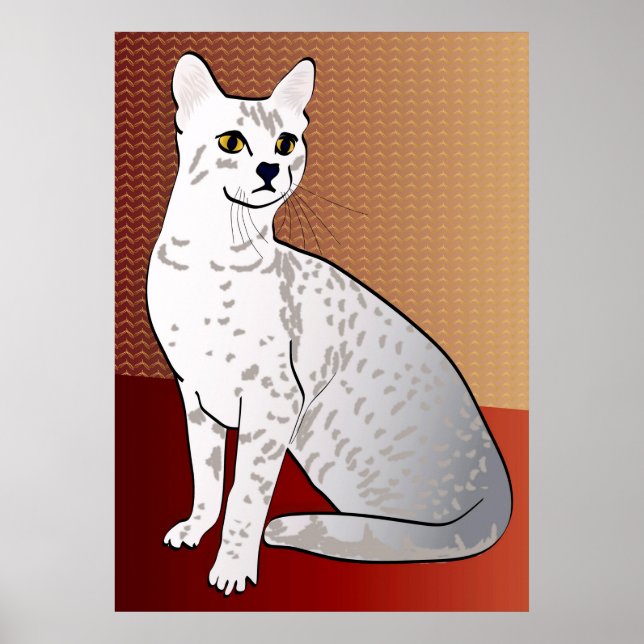 Poster égyptien Mau Cat - arrière - plan en bronze (Devant)