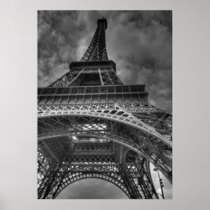 Poster Eiffel Tower, Paris, France B&W