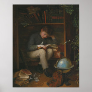 Poster Ein kleiner Bücherwurm