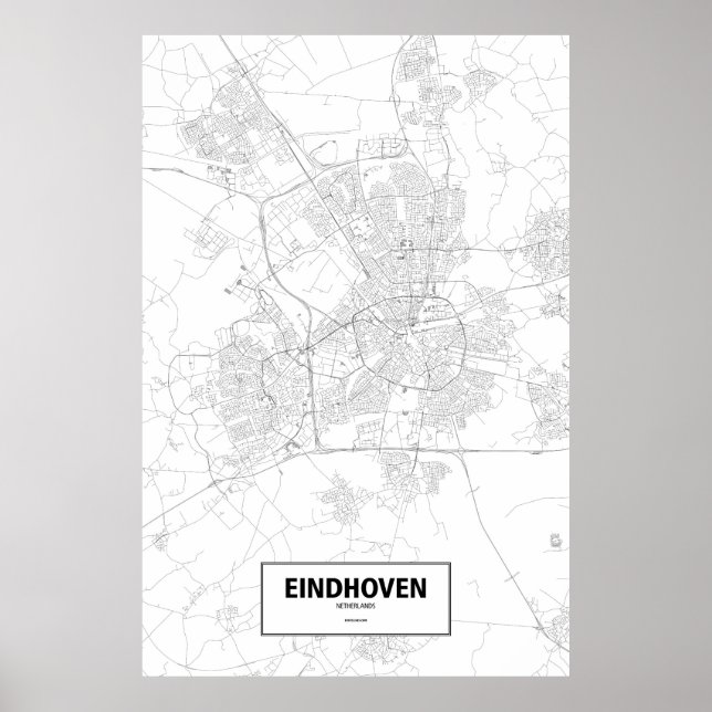 Poster Eindhoven, Pays-Bas (noir sur blanc) (Devant)
