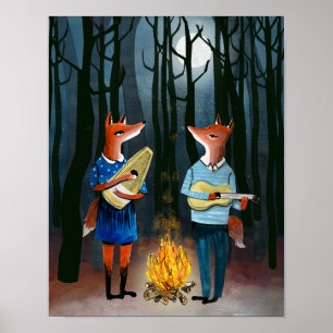 Poster Eine Kleine Foxmusik - Cute Foxes jouent de la mus