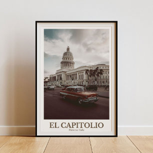 Poster El Capitolio, La Havane Cuba - Vintage Wall Art