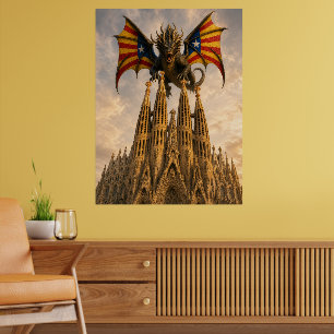 Poster El Drac - Dragon Catalan Au-Dessus de la Sagrada F