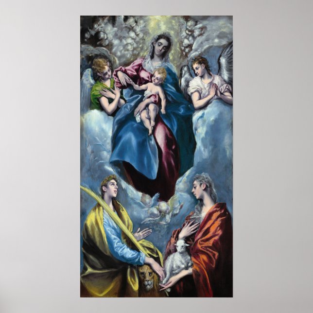 Poster El Greco Madonna et l'enfant avec Saint Martina et (Devant)