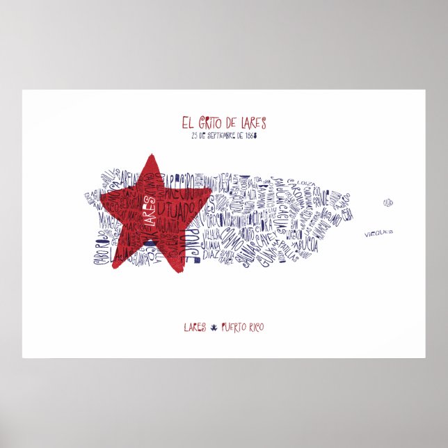 Poster El Grito de Lares, Porto Rico, We Love You (Devant)