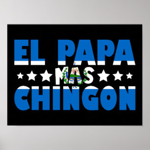 Poster El Papa Mas Chingon El Salvador Drapeau Papa Drôle