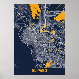 Poster EL Paso - États-Unis Bluefresh City Map
