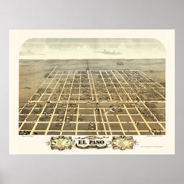 Poster El Paso, IL Carte panoramique - 1869 (Devant)